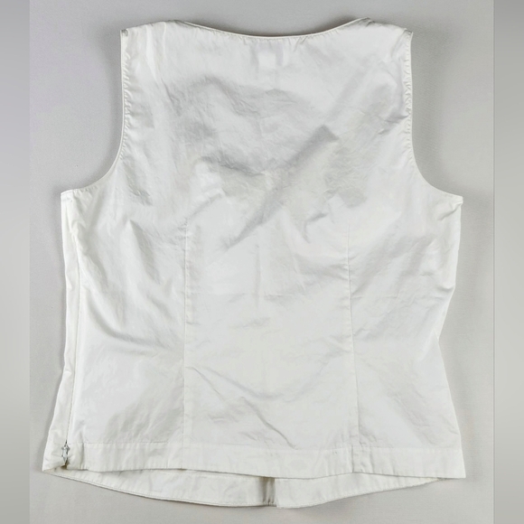 Talbots Petites Sleeveless Top Pleated Scoop Neck Tank Blouse Cream 12P Cotton - Picture 2 of 10